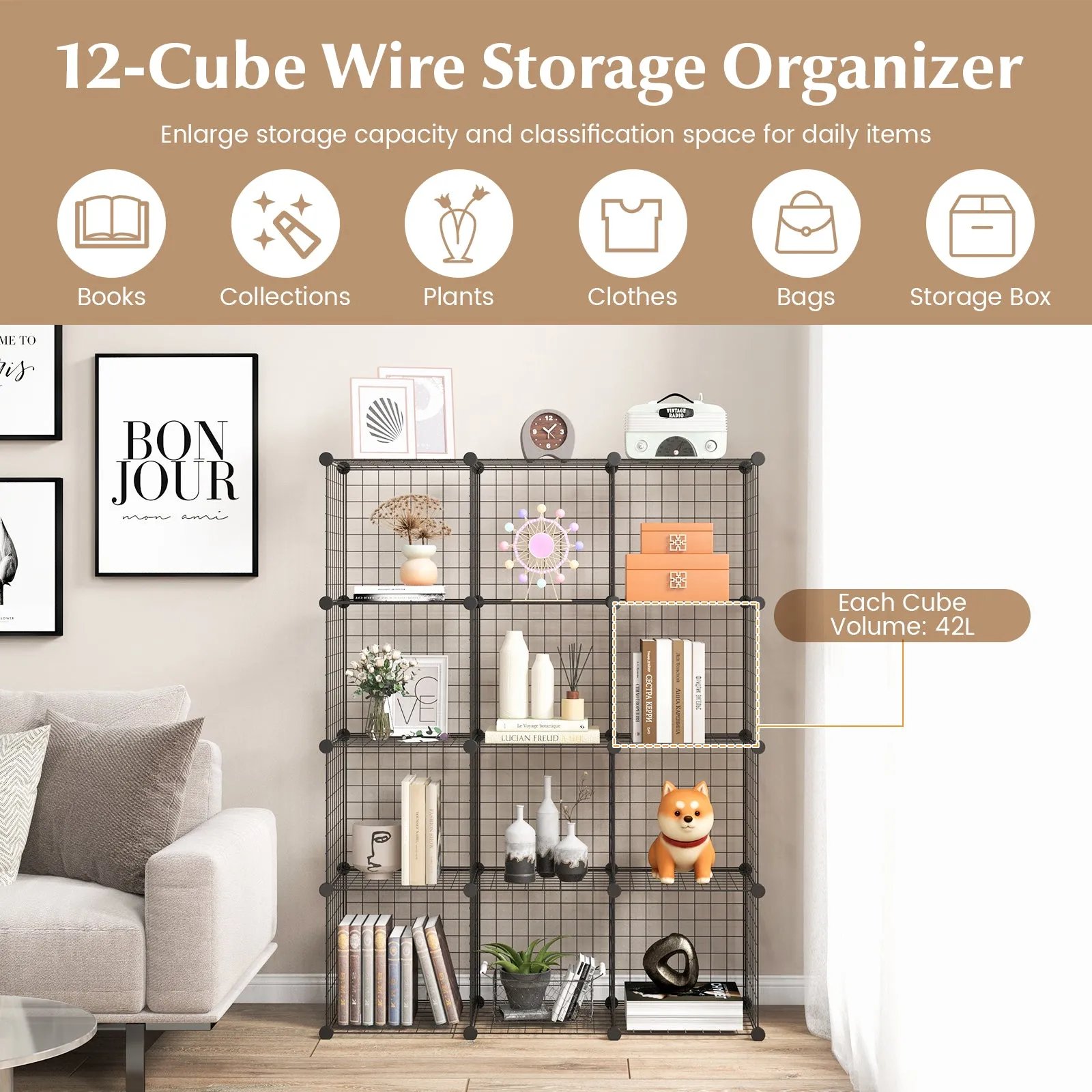 12 Wire Cube Storage Unit