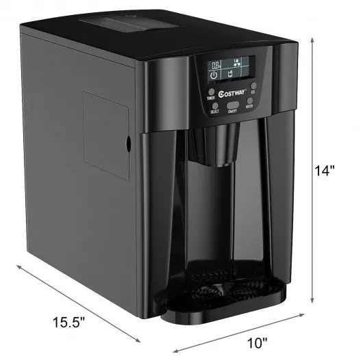 2-In-1 Ice Maker Water Dispenser 36lbs/24H LCD Display-Black