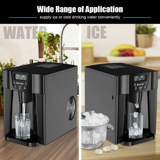 2-In-1 Ice Maker Water Dispenser 36lbs/24H LCD Display-Black