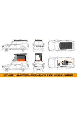 2005-2016 Land Rover LR3 / LR4 / Discovery 3 / Discovery 4 CONVOY Rooftop Tent w/ Low Mount Crossbars