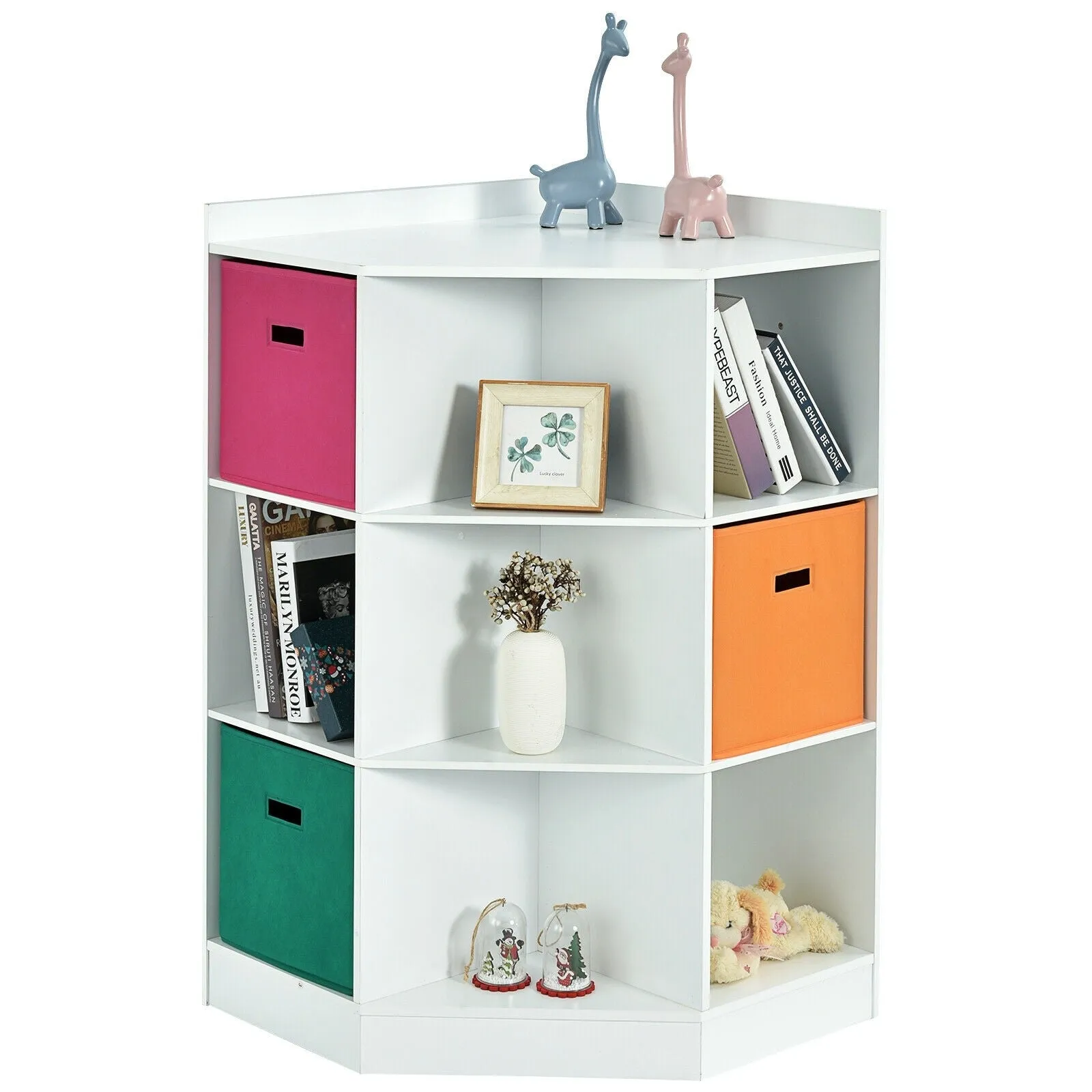 3-Tier Corner Cabinet - White