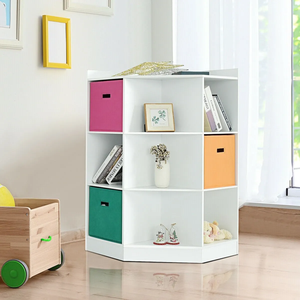 3-Tier Corner Cabinet - White