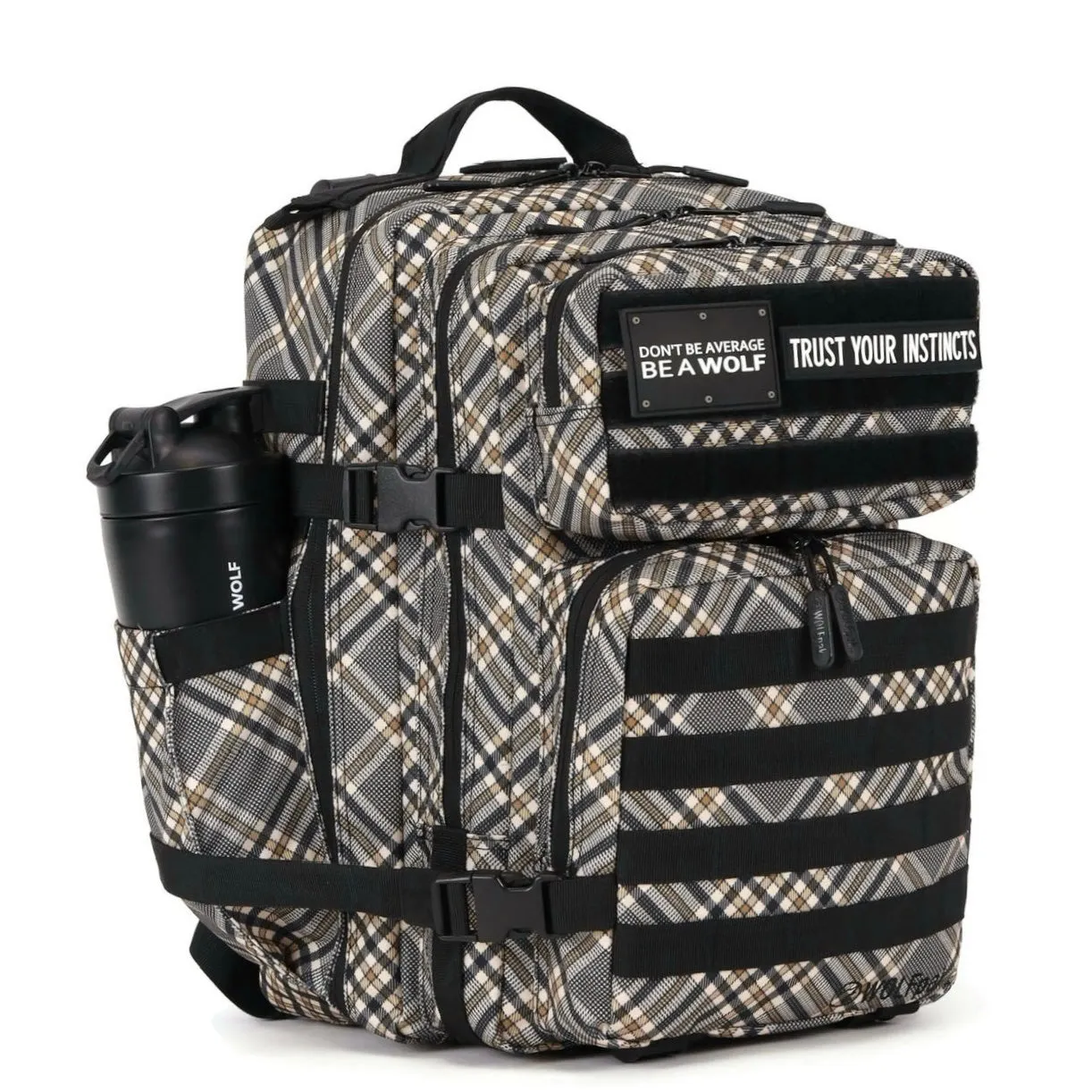 35L Backpack Black Tan Plaid