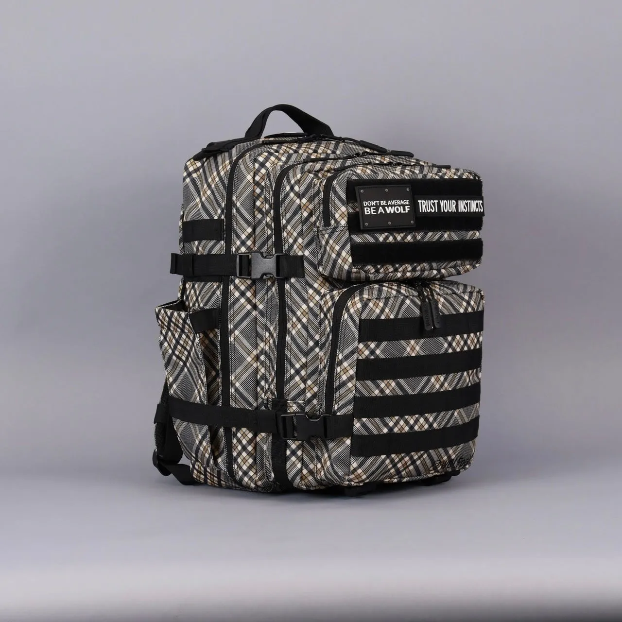 35L Backpack Black Tan Plaid