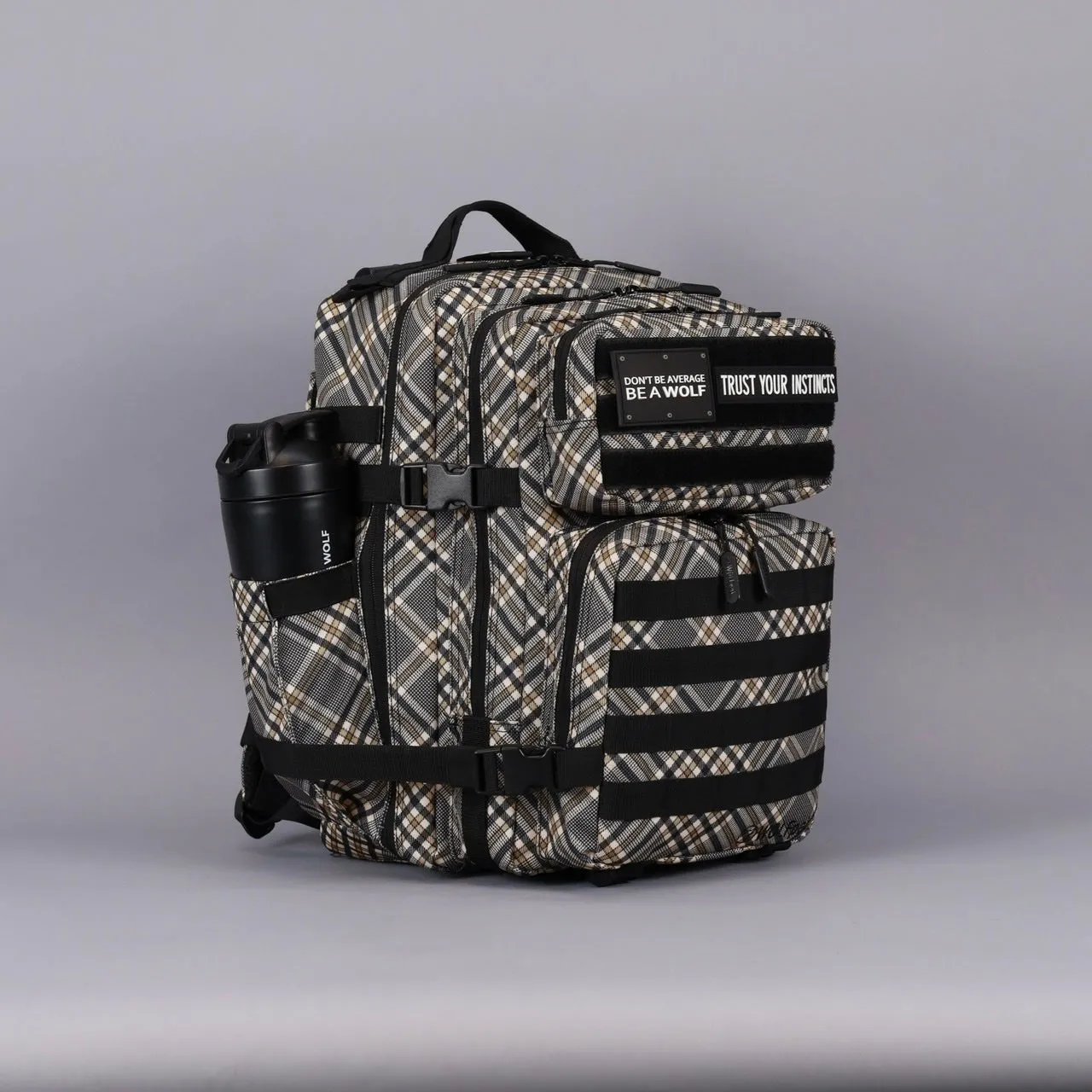 35L Backpack Black Tan Plaid