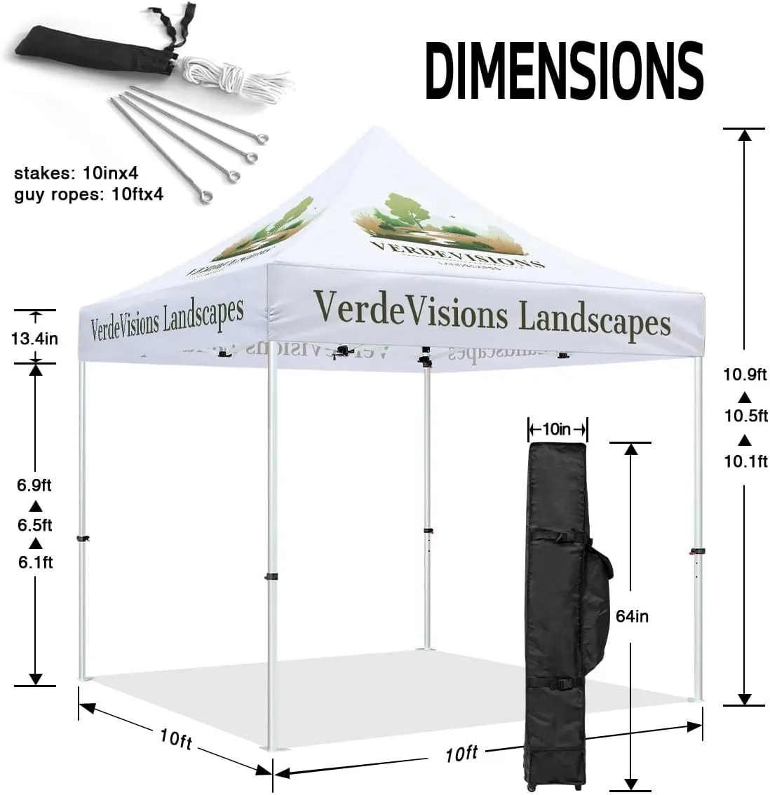 ABLEM8CANOPY Verde Visions Landscapes 10x10 Canopy Tents with Sidewalls