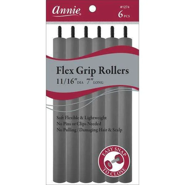 Annie Flex Grip Rollers 11/16In Dia 7In Long 6Ct Gray (1274)