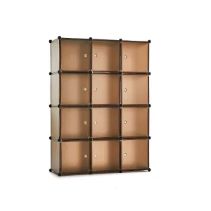 Bedroom PP Storage Wardrobe, 12 Cubes/20 Cubes, Coffee Color and Transparent