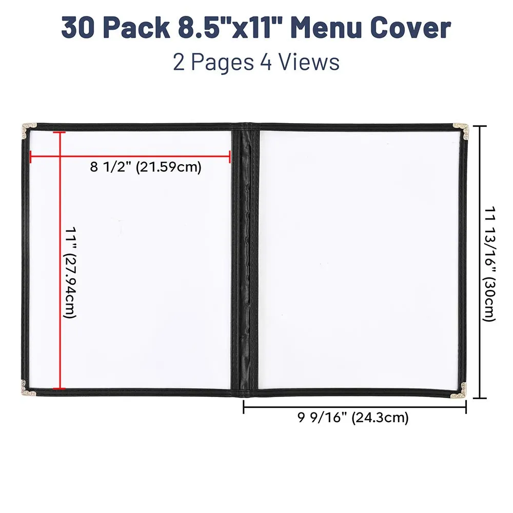 Clear Menu Covers 30ct/Pack 8.5x11 2-Page 4-View