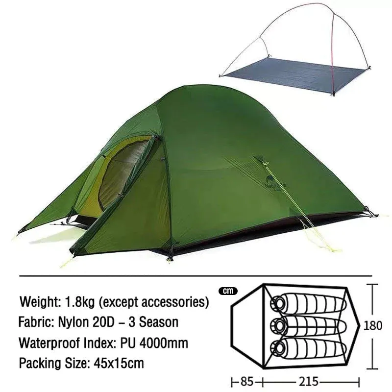 CloudUp Ultralight Waterproof Camping Tent for Outdoor Adventures - Army Green