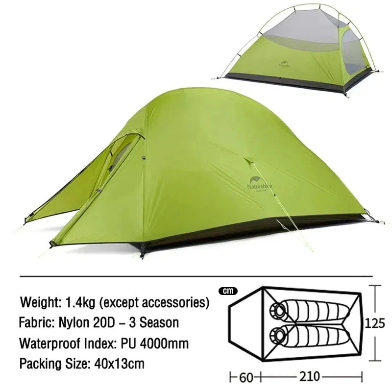 CloudUp Ultralight Waterproof Camping Tent for Outdoor Adventures - Grass Green