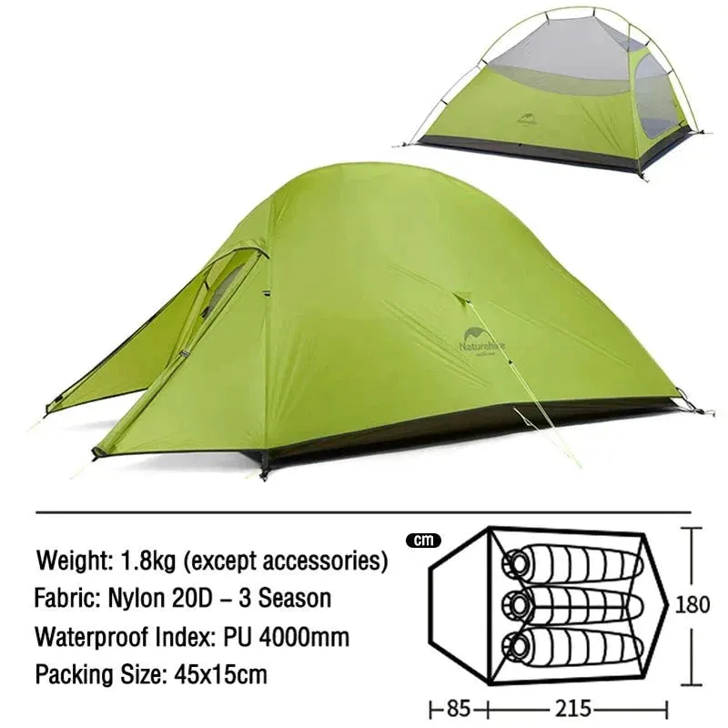 CloudUp Ultralight Waterproof Camping Tent for Outdoor Adventures - Grass Green