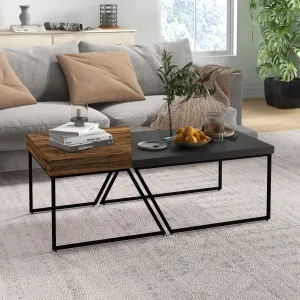 Coffee Table Set of 2, Coffee Tables with Steel Frame for Living Room