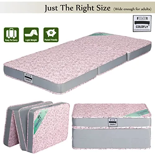 COLOFLY 4 inch Soft & Bounce Single High Density PU Foam Foldable Mattress (72x35x4, Pink)