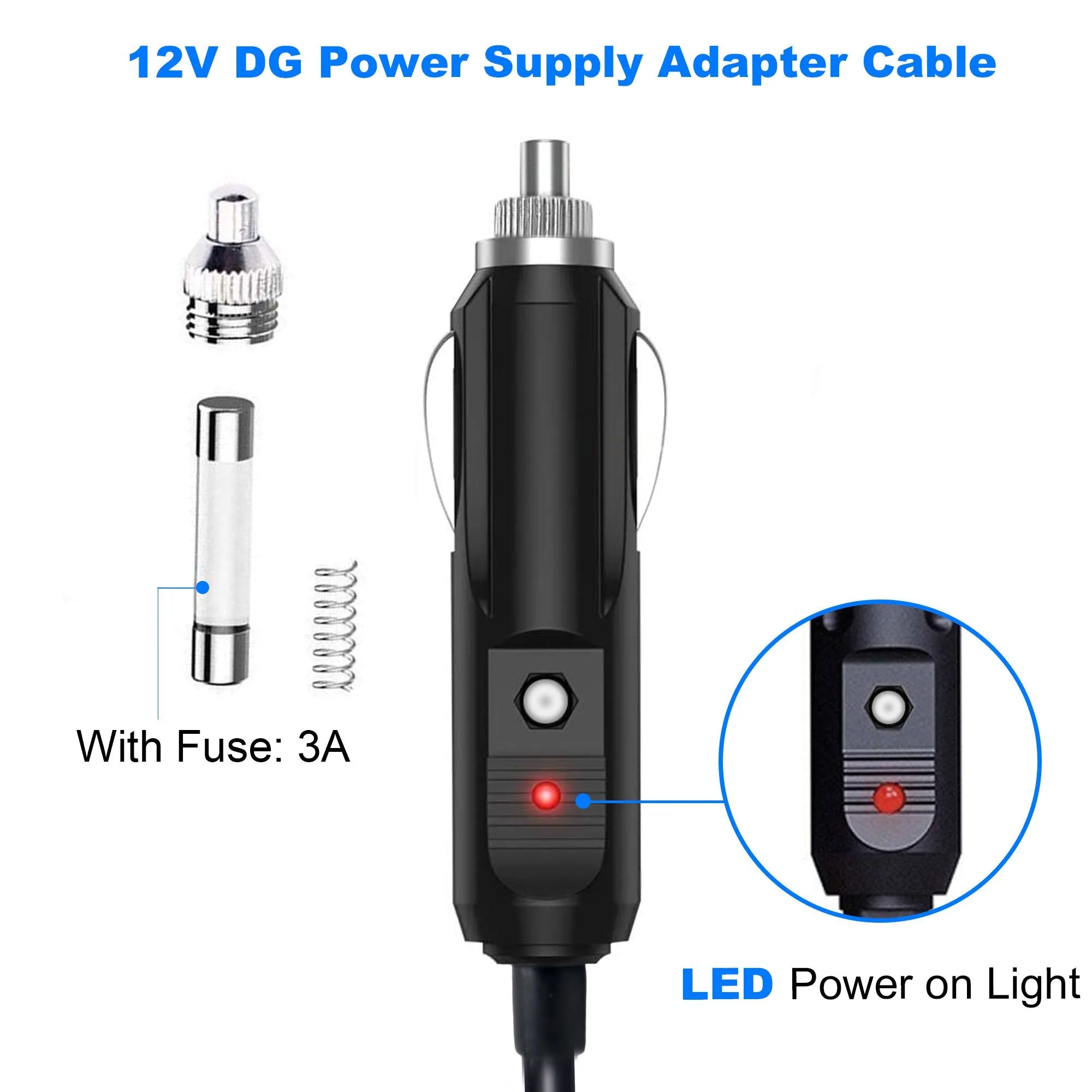 DC12V/24V Car Cigarette Lighter to DC5.5x2.1mm Connector Adapter by ACOPOWER