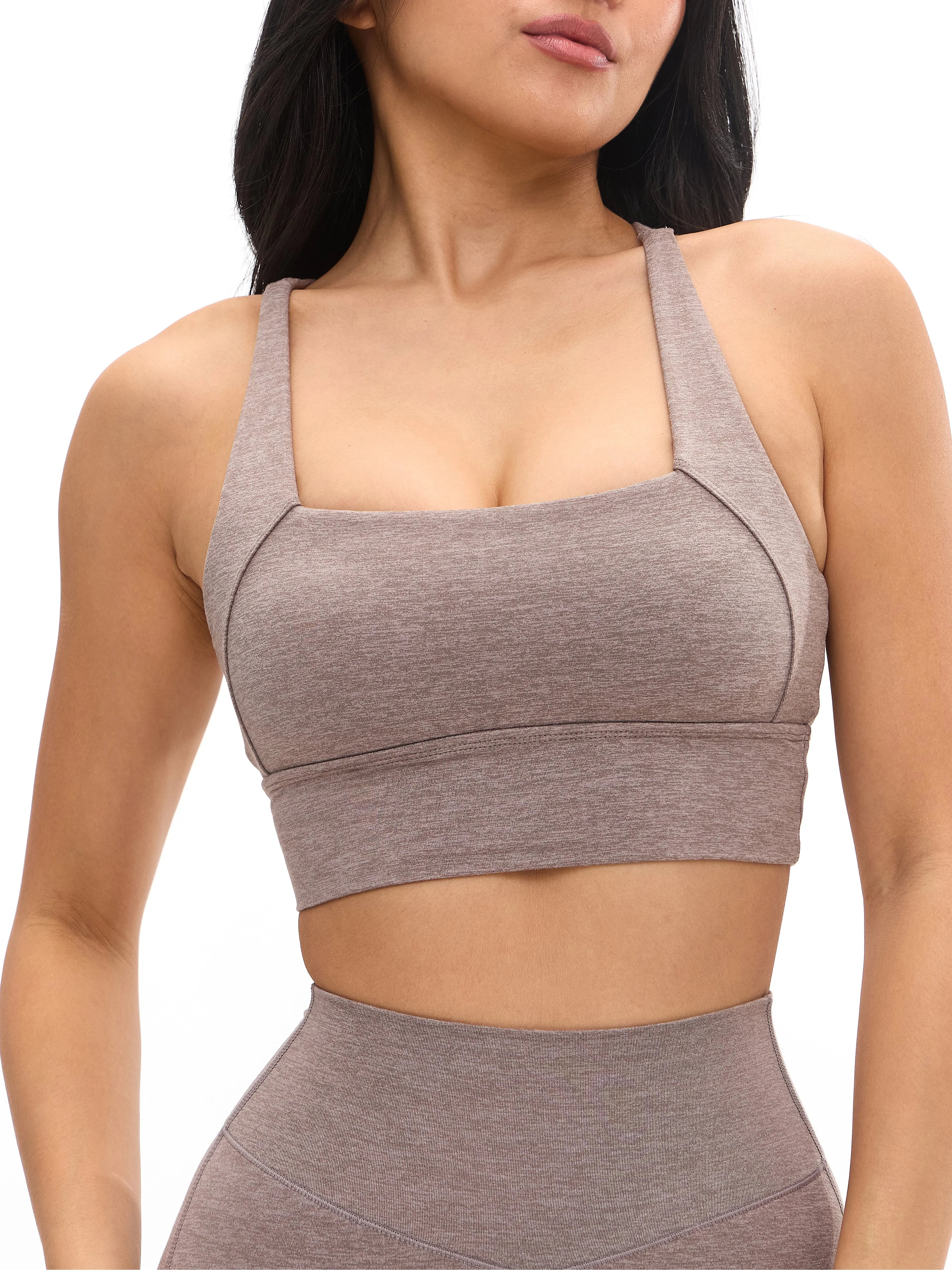 Dream Heather Square Neck Sports Bra - Grit