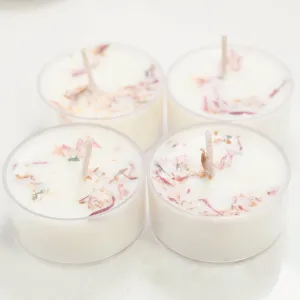 Herb Infused Soy Tea Lights White Unscented, No Dye