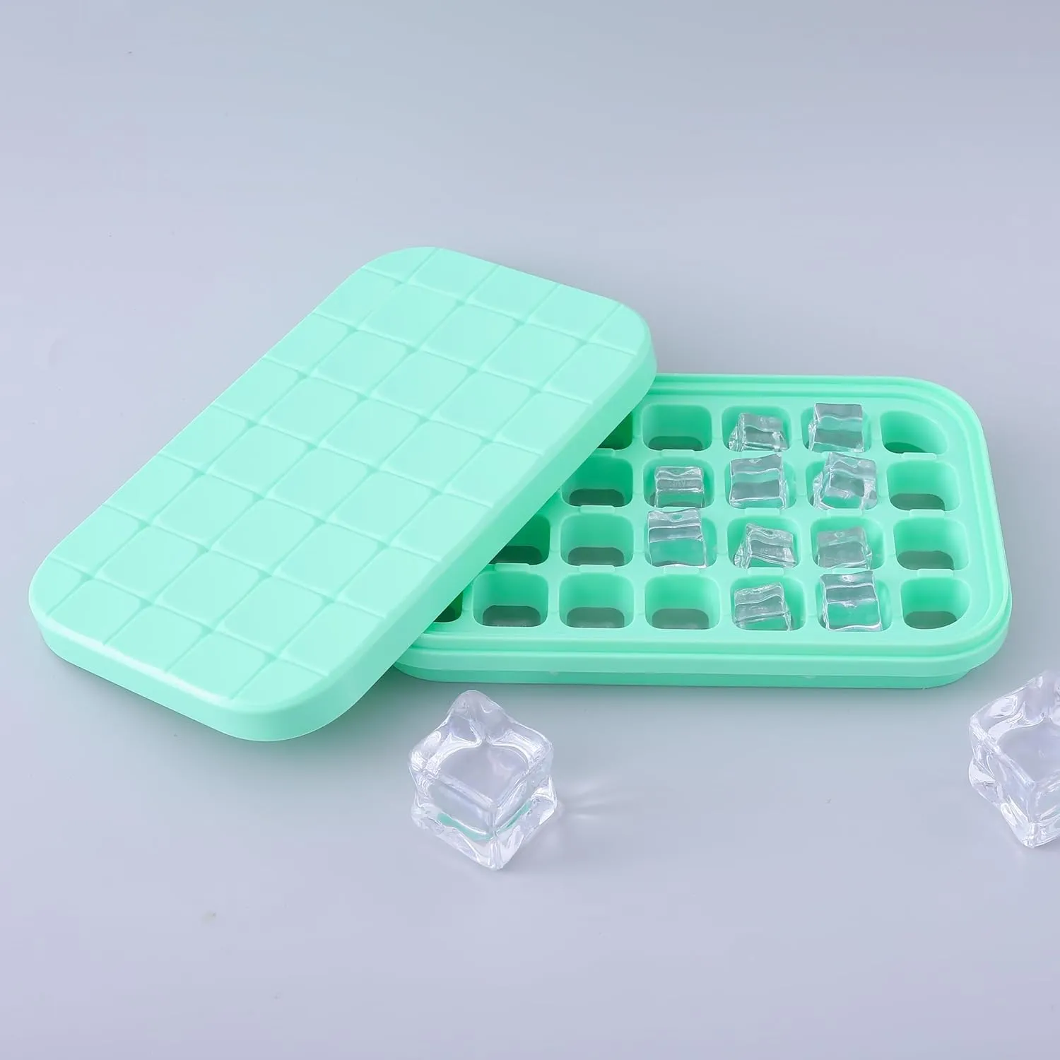 Homestic Single Layer Ice Cube Trays | 28 Compartments | One Press Demolding | Ice Cubes for Whiskey Cocktails Mocktails Soft Drinks | BPA Free | Aqua