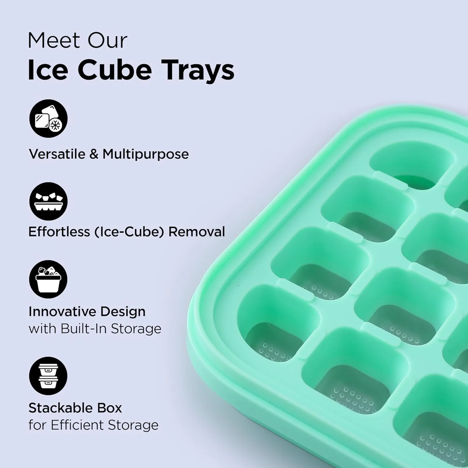 Homestic Single Layer Ice Cube Trays | 28 Compartments | One Press Demolding | Ice Cubes for Whiskey Cocktails Mocktails Soft Drinks | BPA Free | Aqua