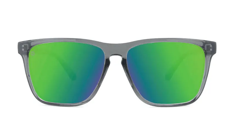 Knockaround Sunglasses | Fast Lanes Sport | Clear Grey / Green Moonshine