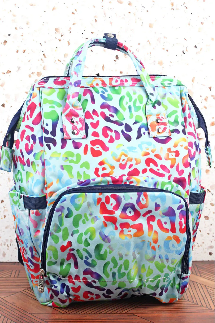 Leopard Chasing Rainbows Diaper Bag Backpack