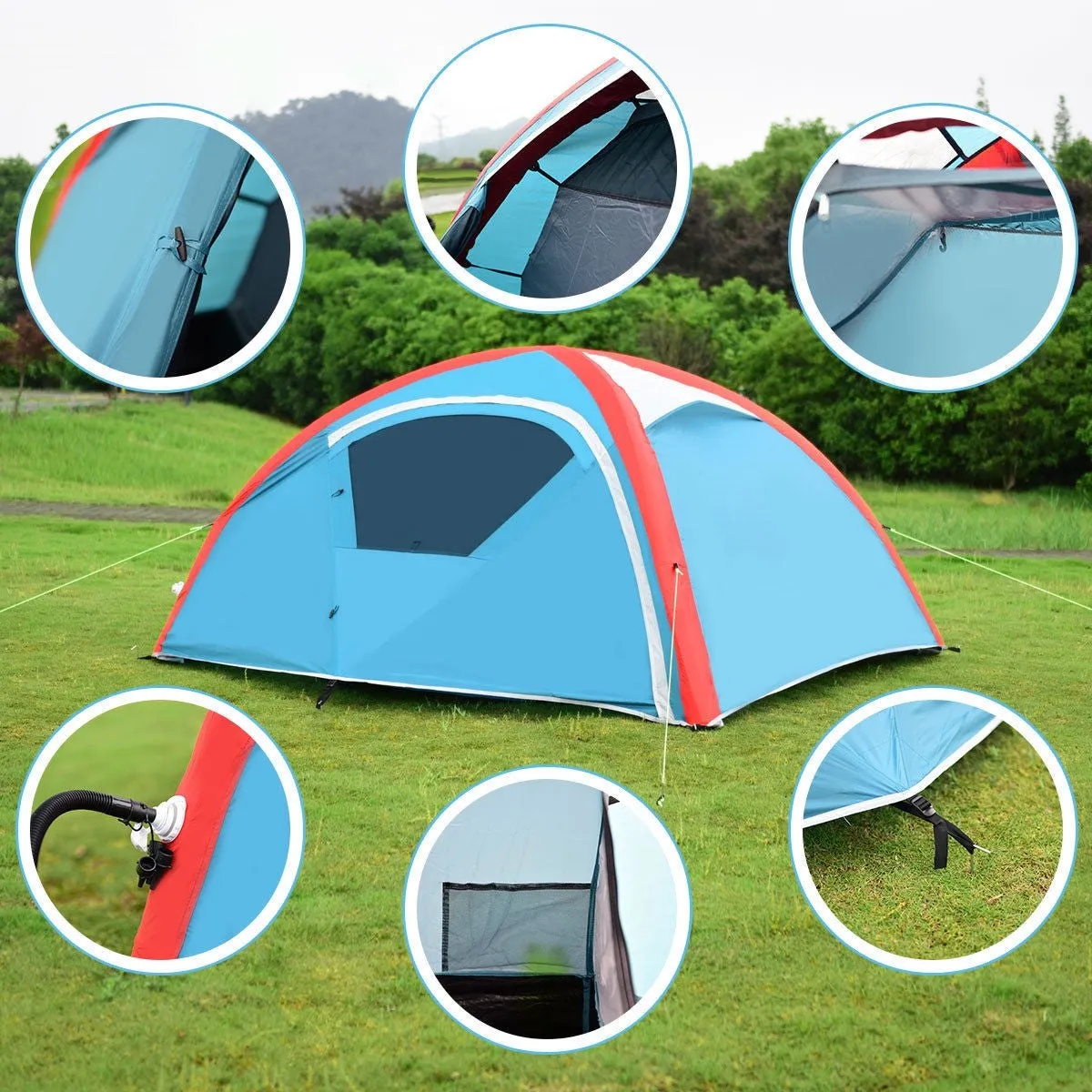 Matterhorn 3 Persons Inflatable Camping Waterproof Tent with Bag And Pump