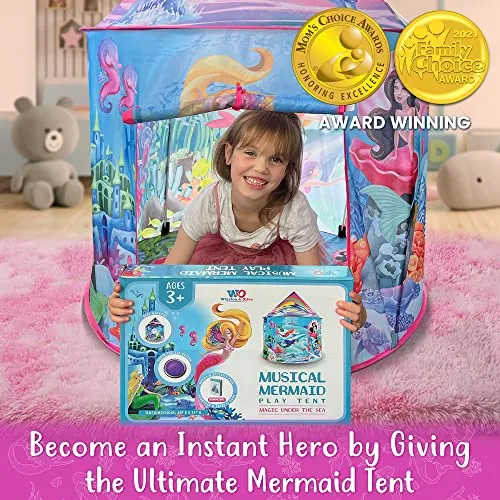 Musical Mermaid Tent with Under-The-Sea Button Mermaid Gifts for Girls