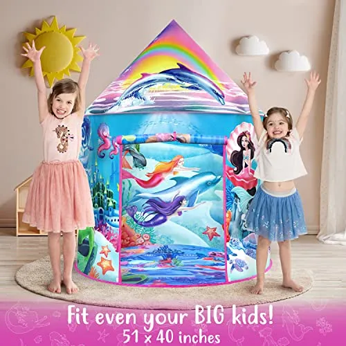 Musical Mermaid Tent with Under-The-Sea Button Mermaid Gifts for Girls