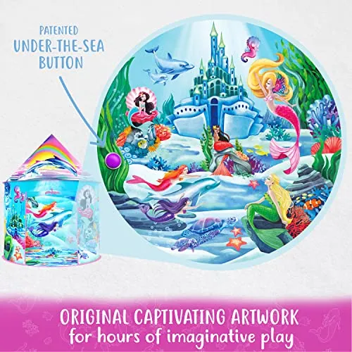 Musical Mermaid Tent with Under-The-Sea Button Mermaid Gifts for Girls