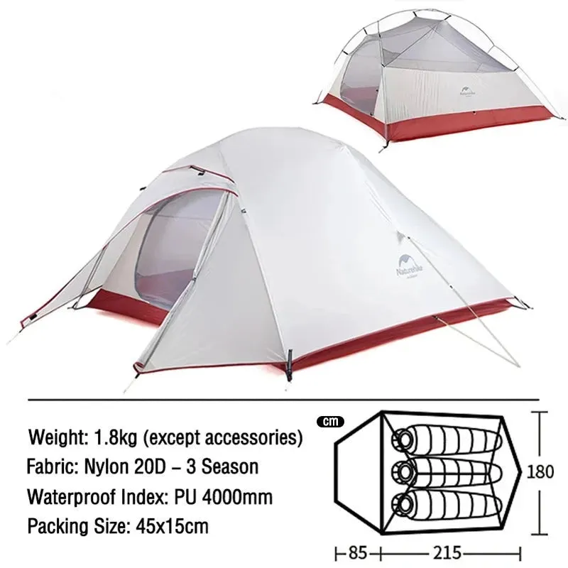 Naturehike CloudUp Ultralight Waterproof Camping Tent for Outdoor Adventures - Gray