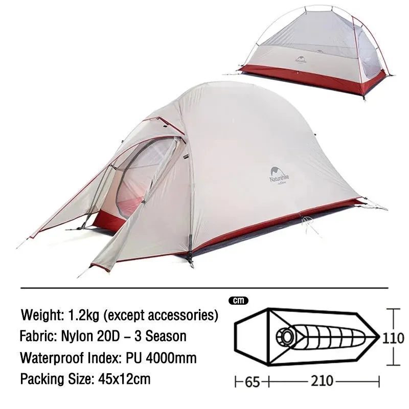 Naturehike CloudUp Ultralight Waterproof Camping Tent for Outdoor Adventures - Gray