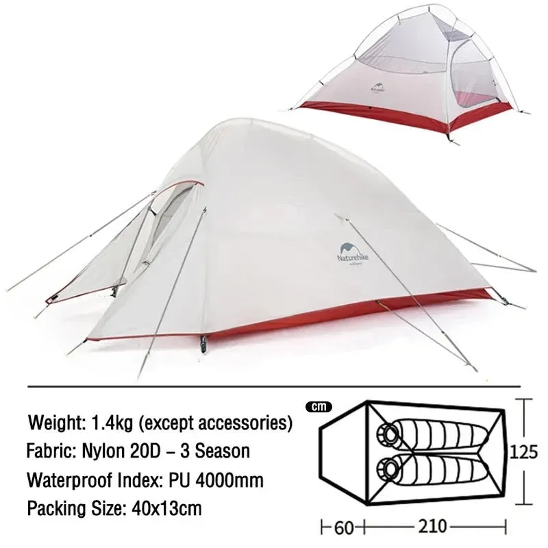 Naturehike CloudUp Ultralight Waterproof Camping Tent for Outdoor Adventures - Gray