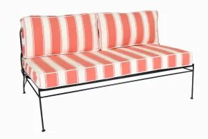 Palm Springs Gunmetal Sofa - Coral & Cream Stripe Cushions