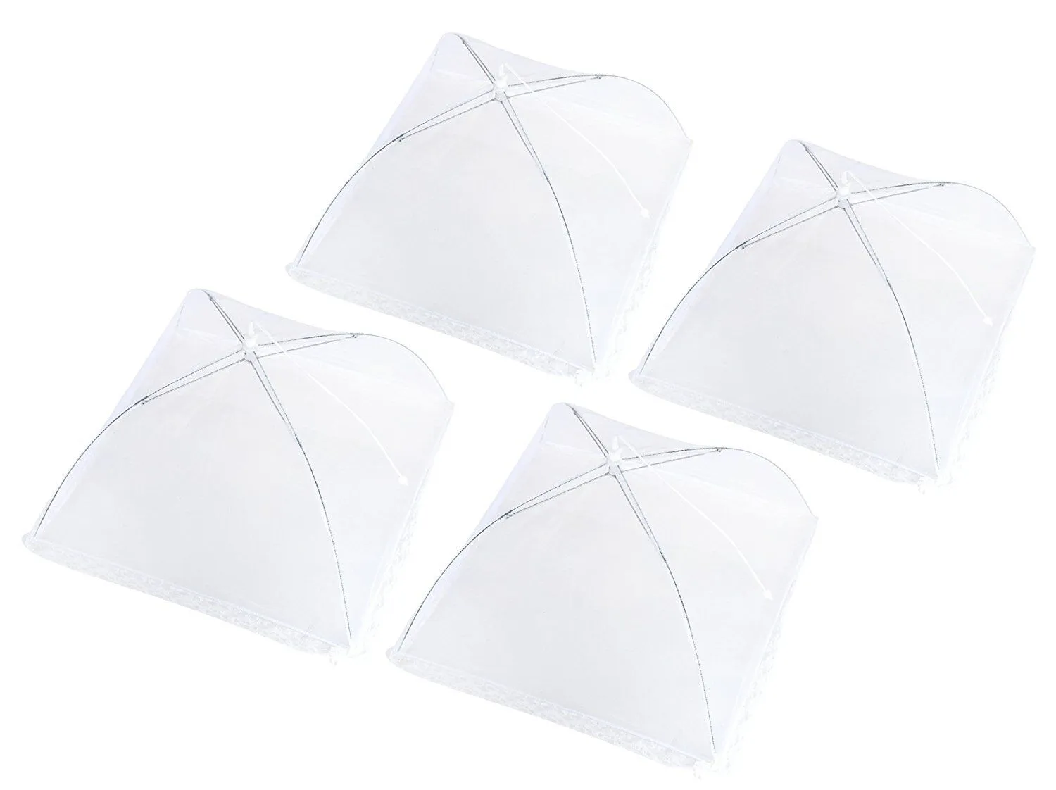 Set of 4 Pop Up Mesh Screen Food Cover Tents White - Keep Out Flies, Bugs, Mosqu