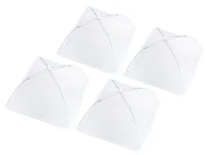 Set of 4 Pop Up Mesh Screen Food Cover Tents White - Keep Out Flies, Bugs, Mosqu