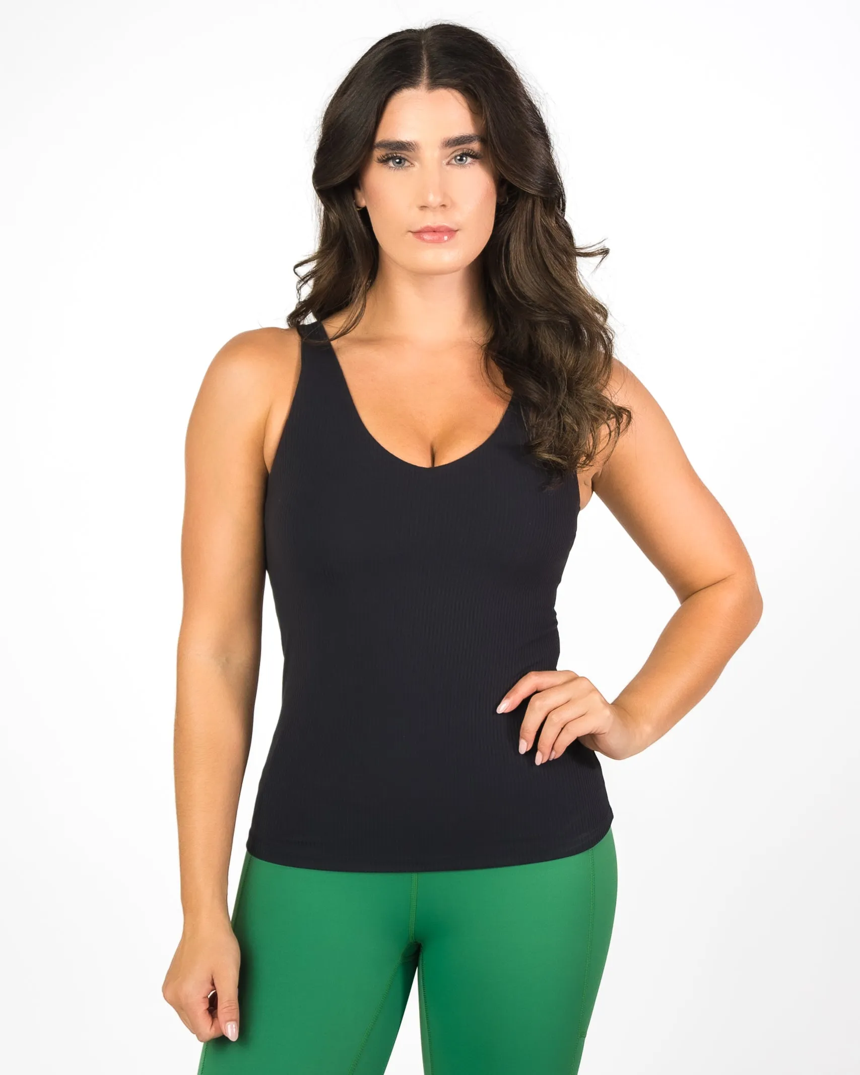 Shakti Ribbed Tank (Long)  - Black