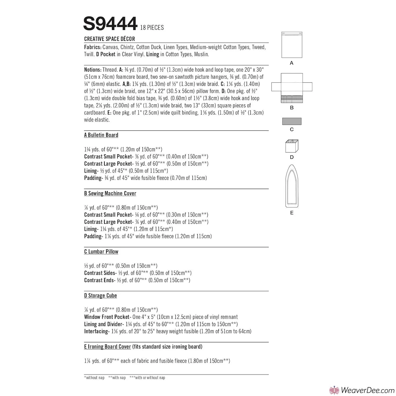 Simplicity Pattern S9444 Creative Space Décor