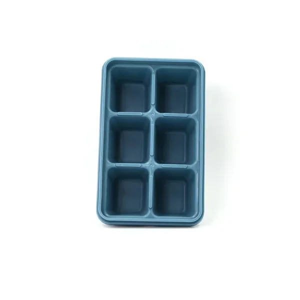 Stackable Silicone 6-Grid Ice Cube Trays with Lid Super Easy Release Ice Cube Molds- Tray Durable & Dishwasher Safe for Food, Cocktail, Drinks