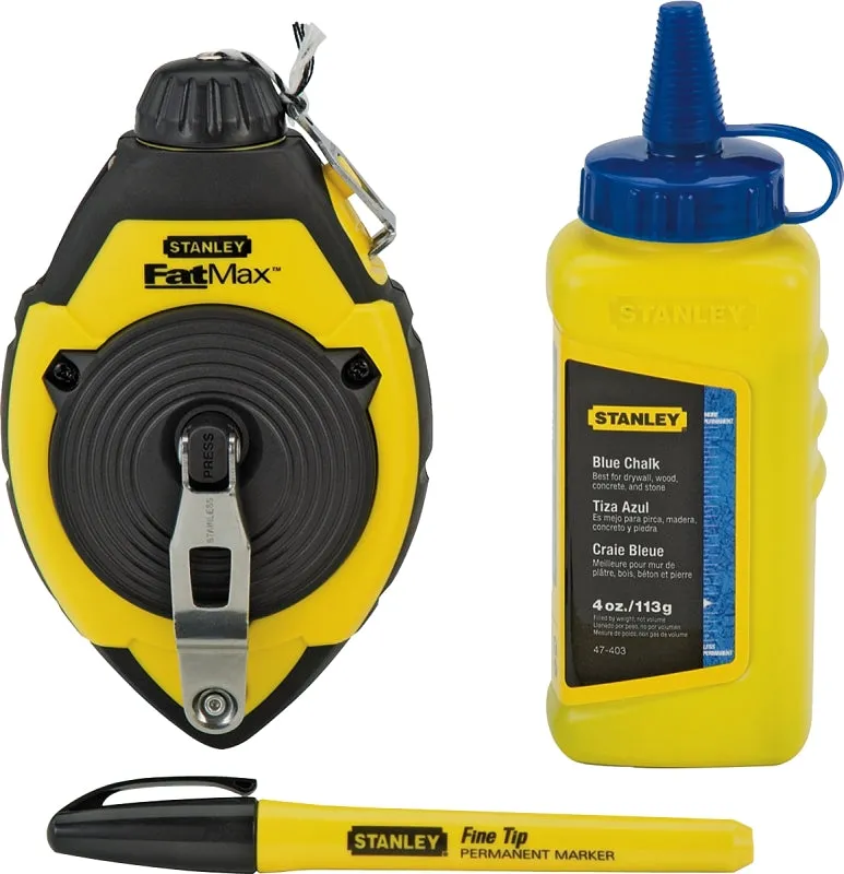 STANLEY 47-681L Chalk Line Reel Kit, 100 ft L Line, Blue Line, 3:1 Gear Ratio :CD 1: QUANTITY: 1