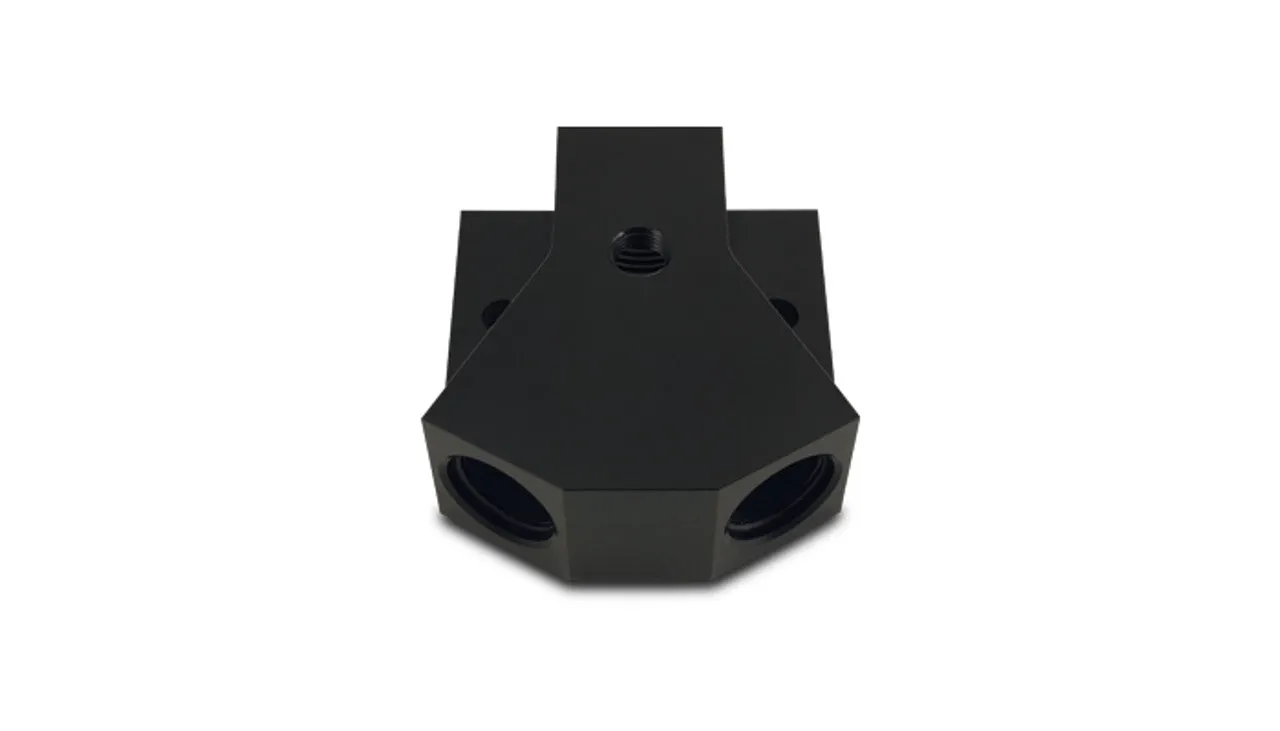 Vibrant Female ORB Y-Block Adapter with 1/8" NPT Port, Single Size: -8AN ORB, Dual Size: -8AN ORB - 10893